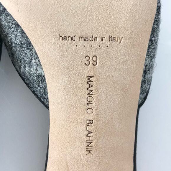 NEW Manolo Blahnik Maysalebi Tweed Slip On Kitten Heel Pointed Toe Mules 39 - Picture 6 of 6